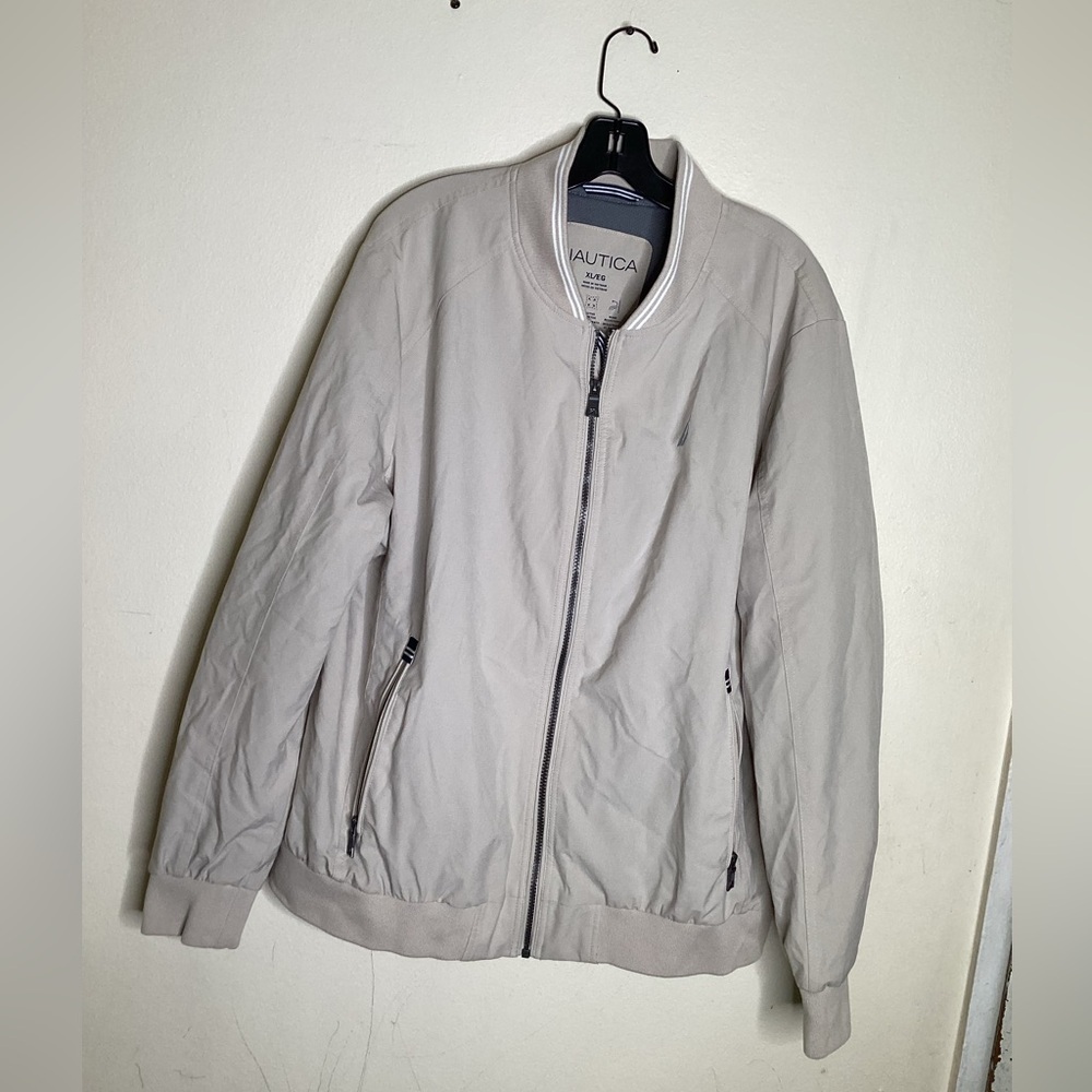 Nautica Jacket Khaki Striped Lining 90s Style Men's